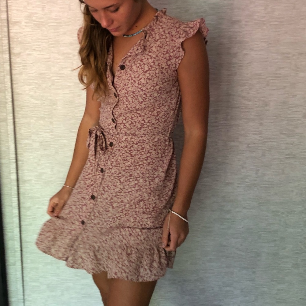 Floral Monteu Ruffle Sleeve Midi Button Up Dress
